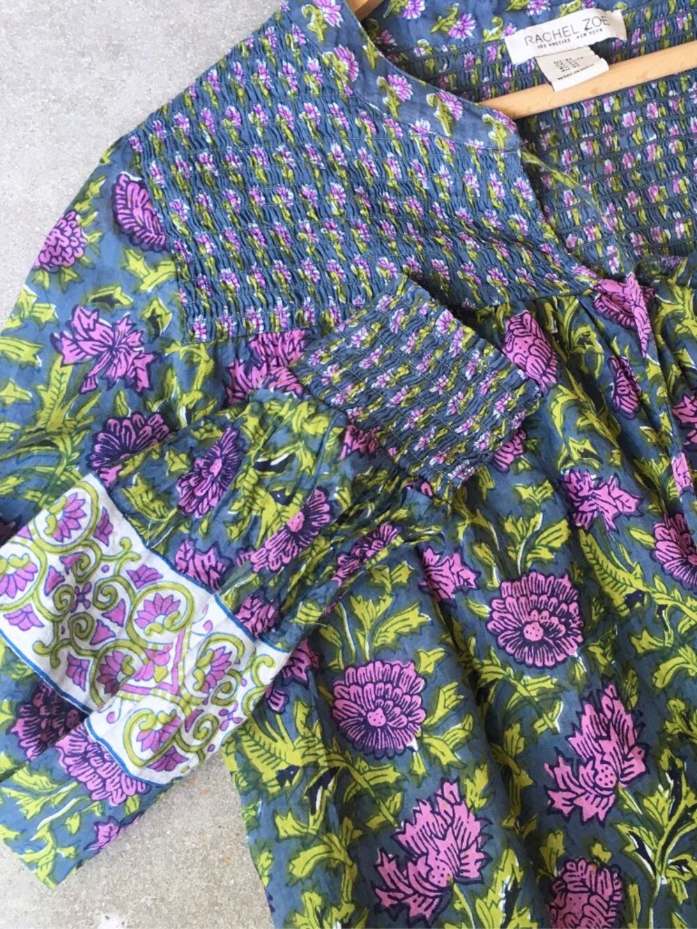 Floral Block Print Peasant Blouse - Rachel Zoe